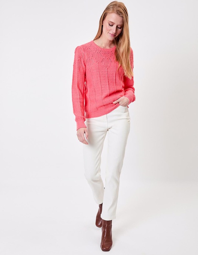 Pull maille fantaisie col rond imprim&eacute; Princesse Nomade