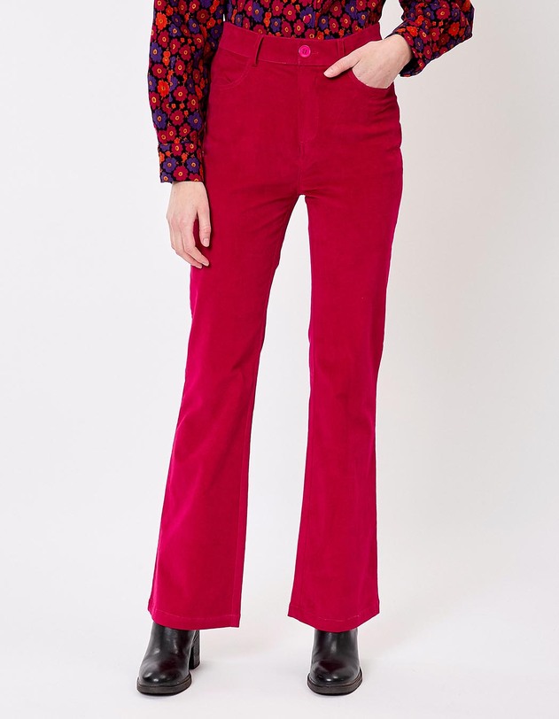 Pantalon flare velours c&ocirc;tel&eacute; imprim&eacute; Princesse Nomade
