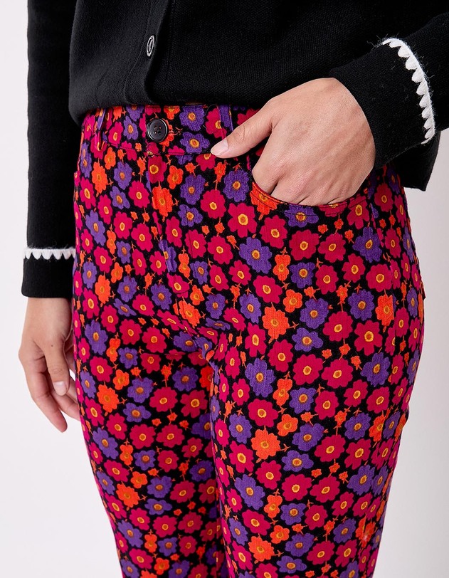 Pantalon flare velours c&ocirc;tel&eacute; imprim&eacute; Princesse Nomade