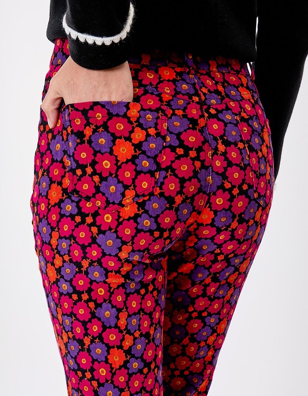 Pantalon flare velours c&ocirc;tel&eacute; imprim&eacute; Princesse Nomade