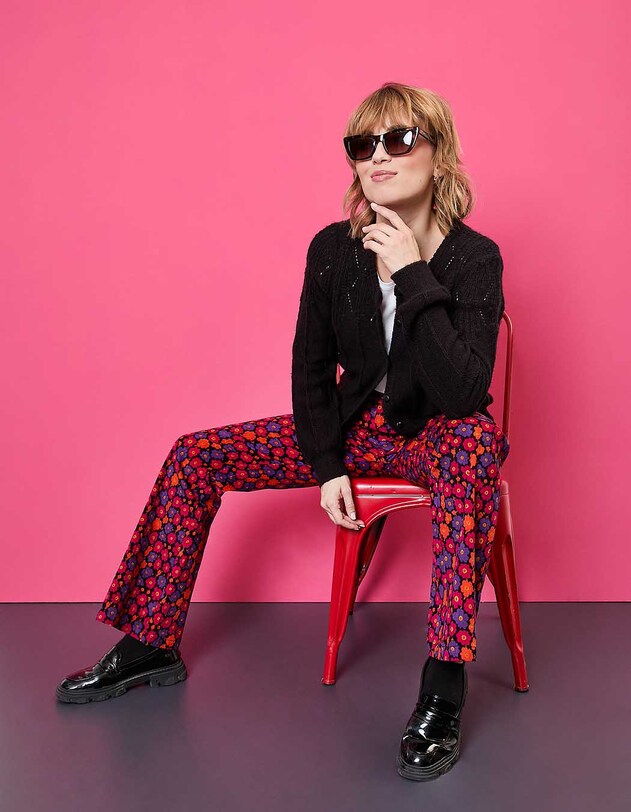 Pantalon flare velours c&ocirc;tel&eacute; imprim&eacute; Princesse Nomade