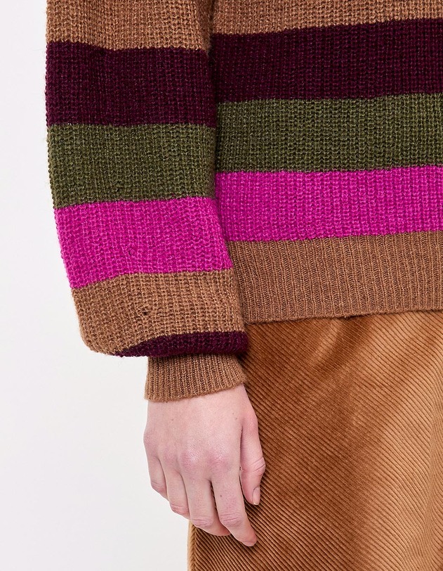 Pull col chemin&eacute;e en maille &agrave; rayures imprim&eacute; Princesse Nomade