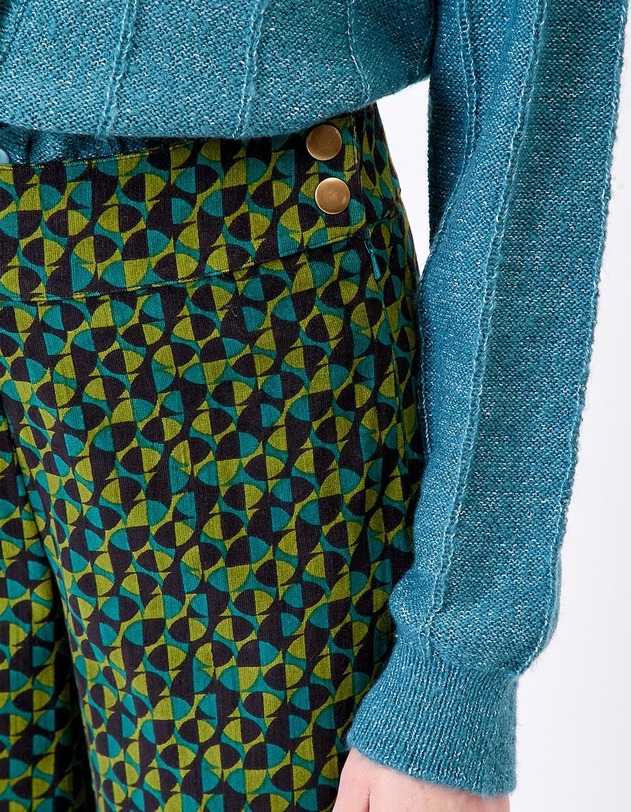 Pantalon large velours c&ocirc;tel&eacute; imprim&eacute; Princesse Nomade