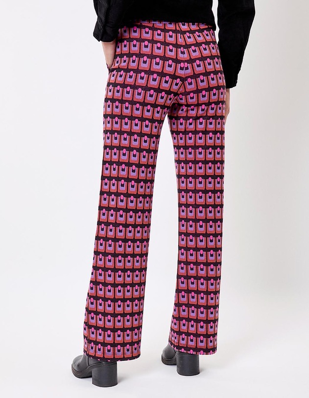 Pantalon ample maille jacquard bio imprim&eacute; Princesse Nomade