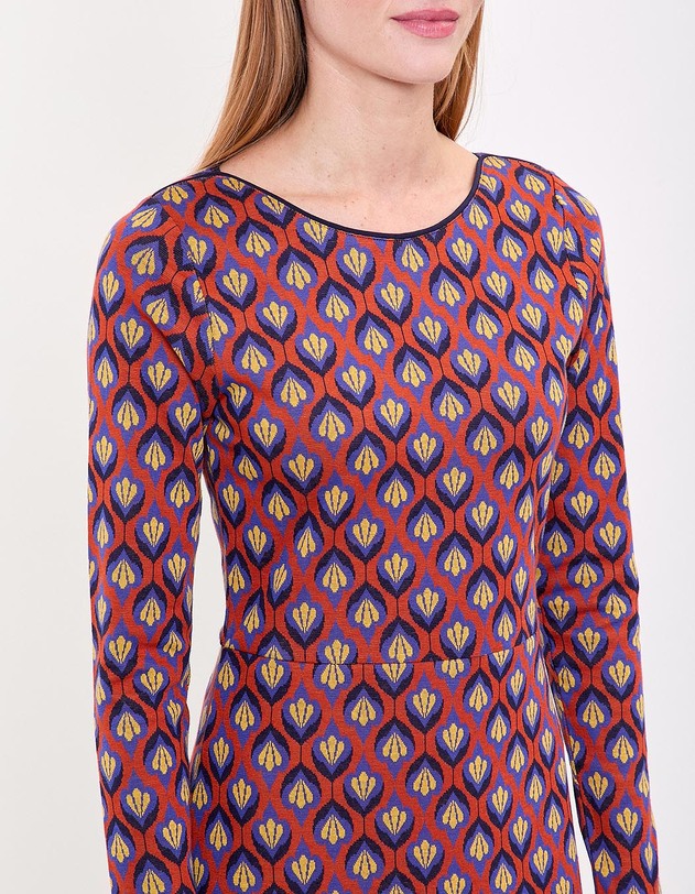 Robe ajust&eacute;e maille jacquard bio imprim&eacute; Princesse Nomade