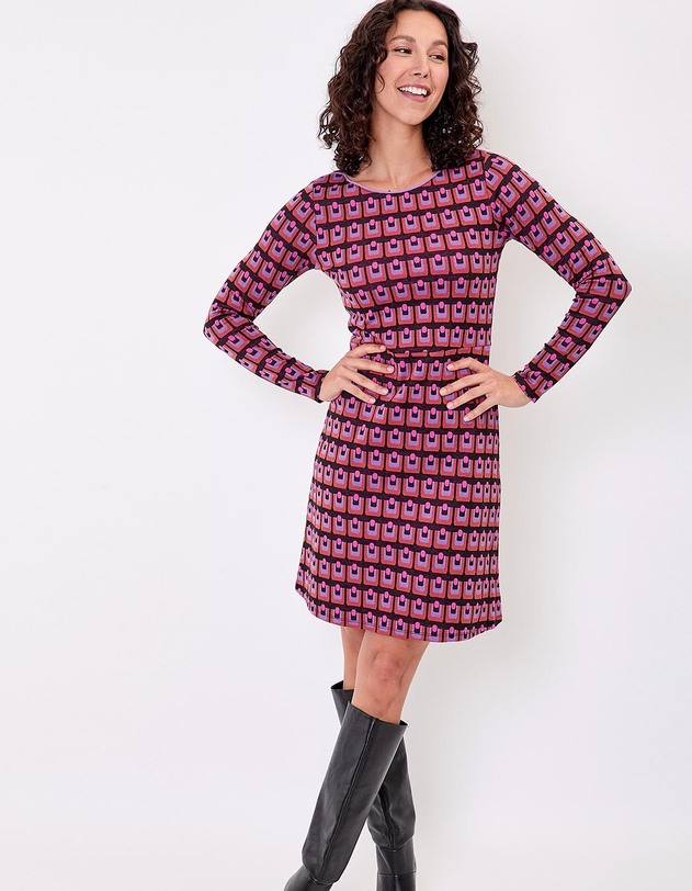 Robe ajust&eacute;e maille jacquard bio imprim&eacute; Princesse Nomade
