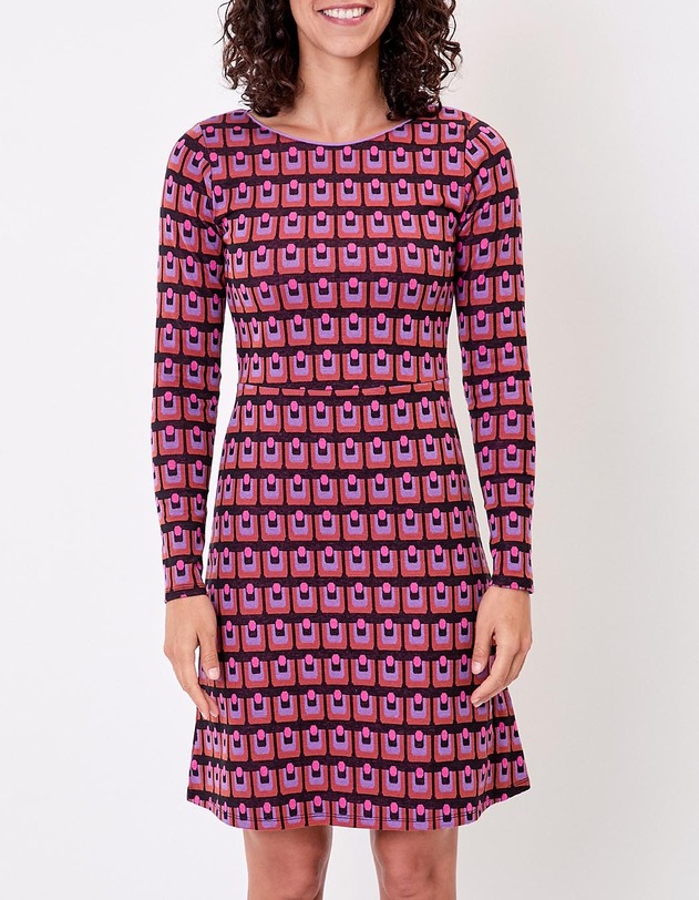 Robe ajust&eacute;e maille jacquard bio imprim&eacute; Princesse Nomade