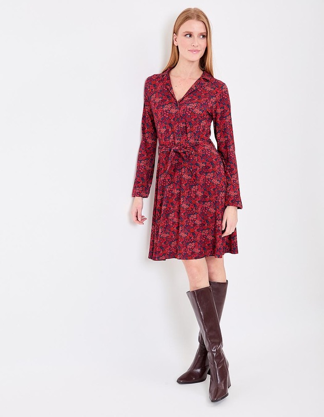 Robe maille fluide ceintur&eacute;e imprim&eacute; Princesse Nomade