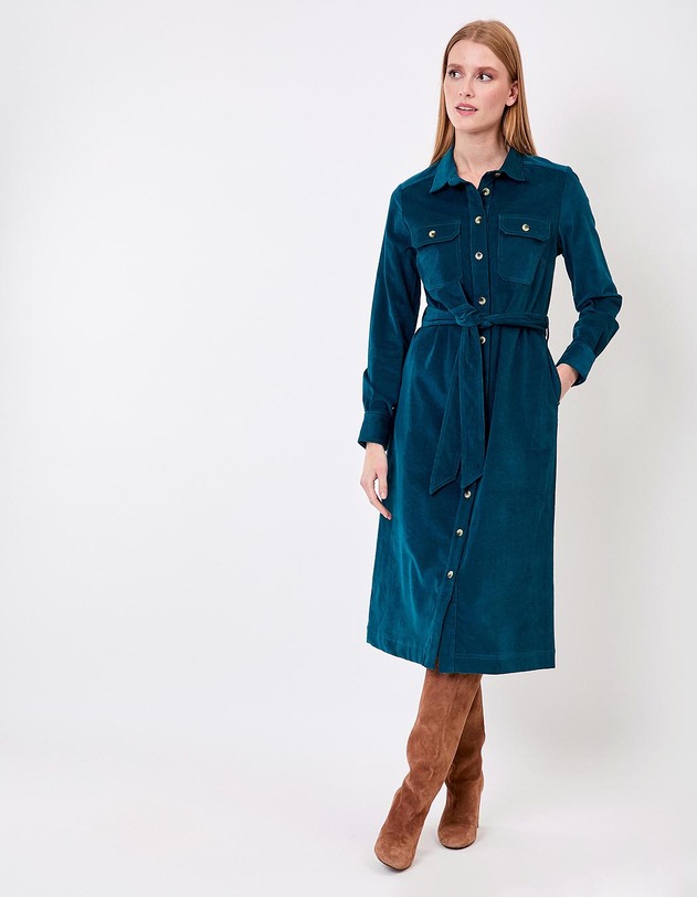 Robe midi chemisier velours stretch imprim&eacute; Princesse Nomade