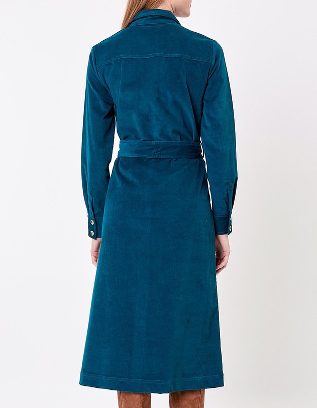 Robe midi chemisier velours stretch imprim&eacute; Princesse Nomade