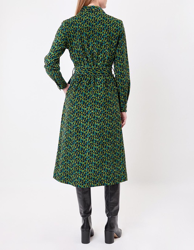 Robe midi chemisier velours c&ocirc;tel&eacute; imprim&eacute; Princesse Nomade