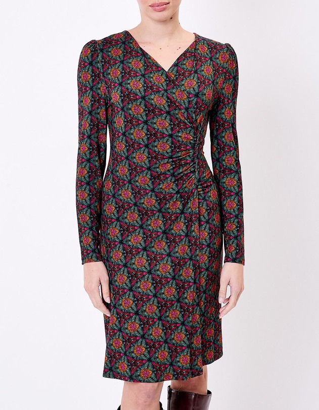 Robe maille fluide esprit portefeuille imprim&eacute; Princesse Nomade