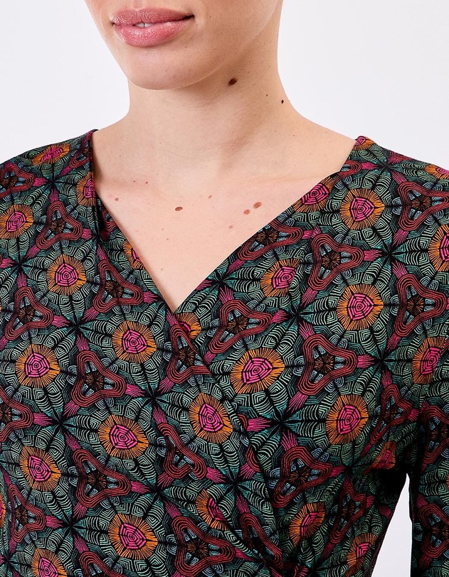Robe maille fluide esprit portefeuille imprim&eacute; Princesse Nomade