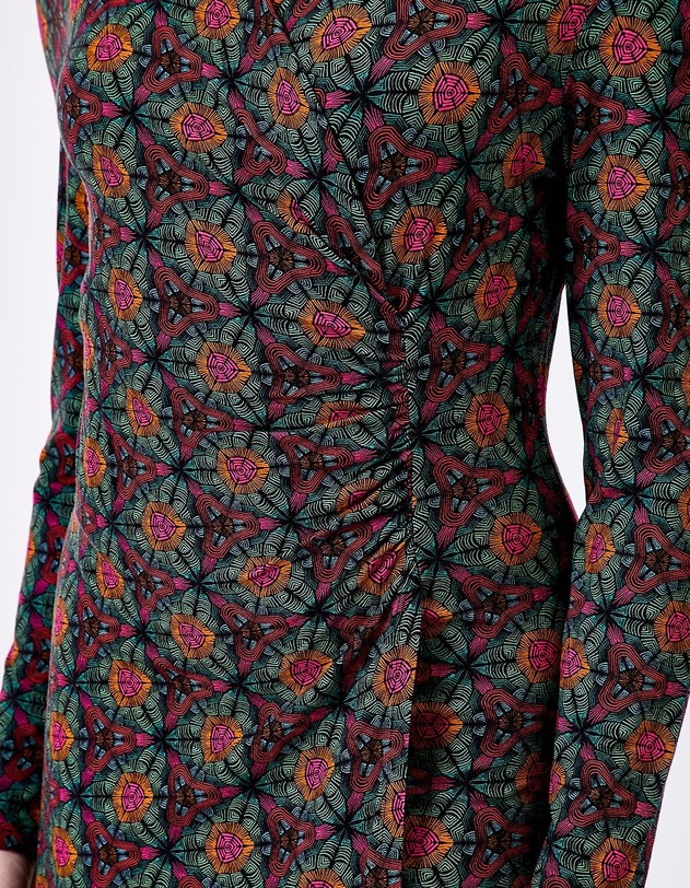 Robe maille fluide esprit portefeuille imprim&eacute; Princesse Nomade