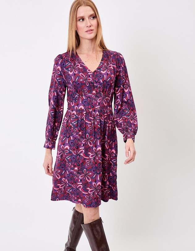 Robe fluide empire col V imprim&eacute; Princesse Nomade