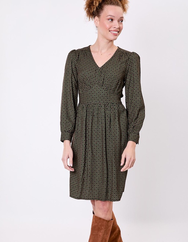 Robe fluide empire col V imprim&eacute; Princesse Nomade