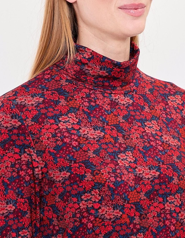 T-shirt maille fluide col roul&eacute; imprim&eacute; Princesse Nomade