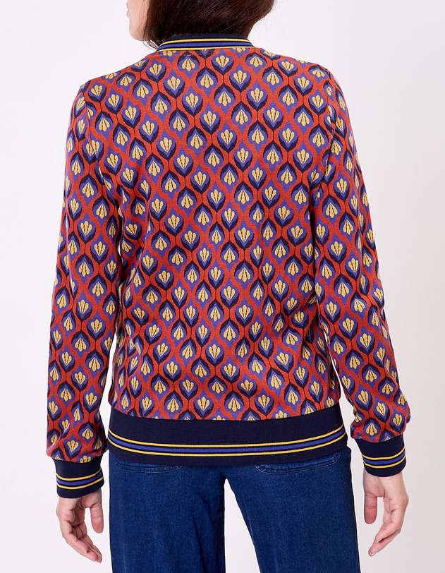 Blouson teddy maille jacquard bio imprim&eacute; Princesse Nomade
