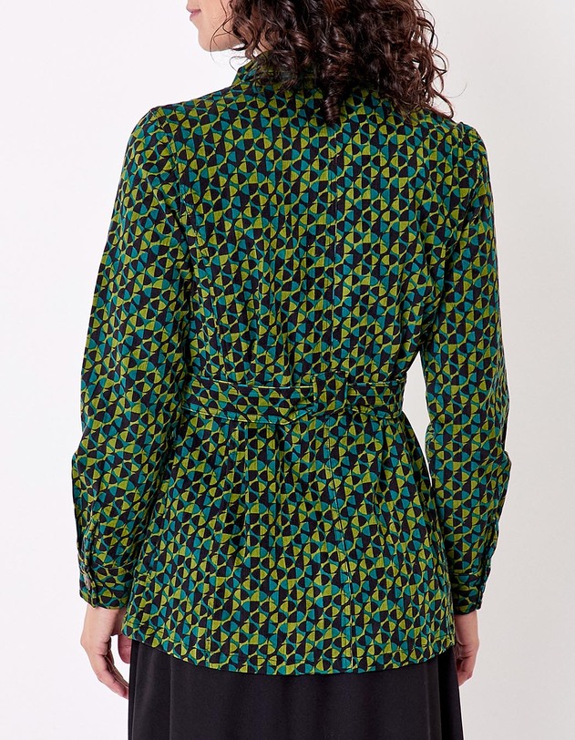 Veste mi-longue ceintur&eacute;e velours c&ocirc;tel&eacute; imprim&eacute; Princesse Nomade