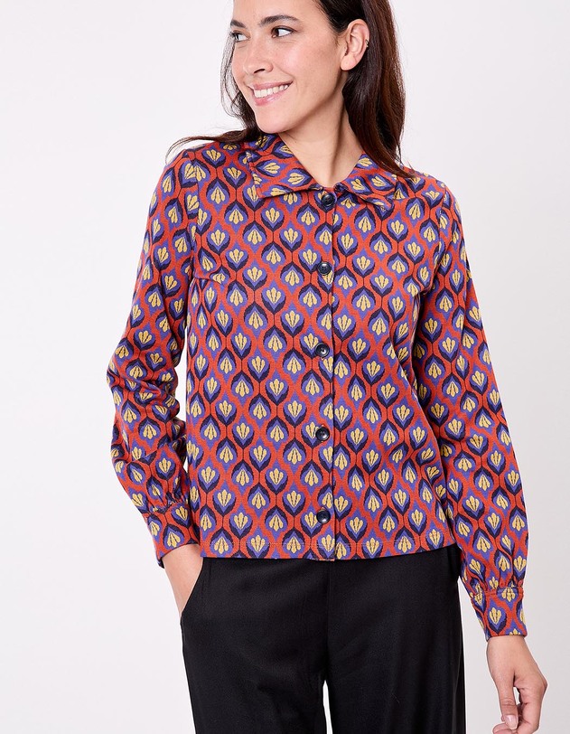 Veste courte maille jacquard bio imprim&eacute; Princesse Nomade