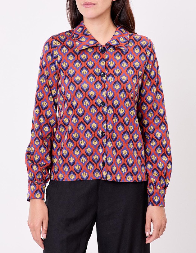 Veste courte maille jacquard bio imprim&eacute; Princesse Nomade