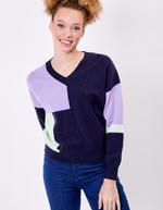 Pull tricot patchwork imprimé La Fiancée