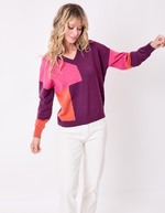 Pull tricot patchwork imprimé La Fiancée