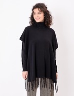 Poncho maille col roulé imprimé La Fiancée