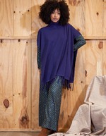 Poncho maille col roulé imprimé La Fiancée