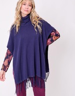 Poncho maille col roulé imprimé La Fiancée
