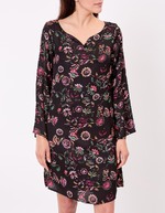 Robe fluide satinée trapèze imprimé La Fiancée
