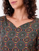 Robe fluide satinée trapèze imprimé La Fiancée