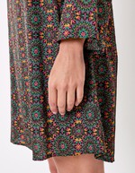 Robe fluide satinée trapèze imprimé La Fiancée