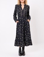 Robe midi fluide volants imprimé La Fiancée