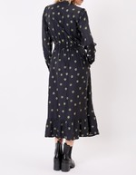 Robe midi fluide volants imprimé La Fiancée