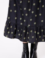 Robe midi fluide volants imprimé La Fiancée