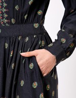 Robe midi fluide volants imprimé La Fiancée