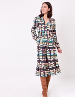 Robe midi fluide volants imprimé La Fiancée