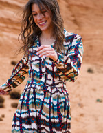 Robe midi fluide volants imprimé La Fiancée