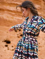 Robe midi fluide volants imprimé La Fiancée