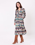 Robe midi fluide volants imprimé La Fiancée