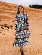 Robe midi fluide volants imprimé La Fiancée