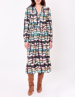 Robe midi fluide volants imprimé La Fiancée