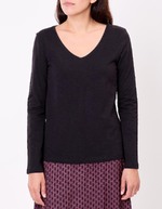 T-shirt uni coton bio col v imprimé La Fiancée