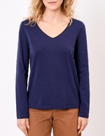 T-shirt uni coton bio col v imprimé La Fiancée