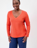 T-shirt uni coton bio col v imprimé La Fiancée