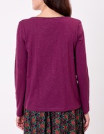 T-shirt uni coton bio col v imprimé La Fiancée