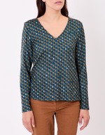 T-shirt fluide col V maille imprim&eacute; La Fianc&eacute;e