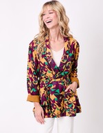 Veste kimono fluide satinée imprimé La Fiancée