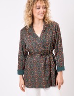 Veste kimono fluide satinée imprimé La Fiancée